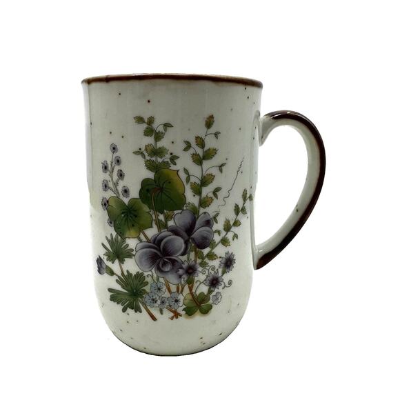 Unbranded Other - Japan Vintage Speckled Stoneware Purple Floral Coffee Cup Mug